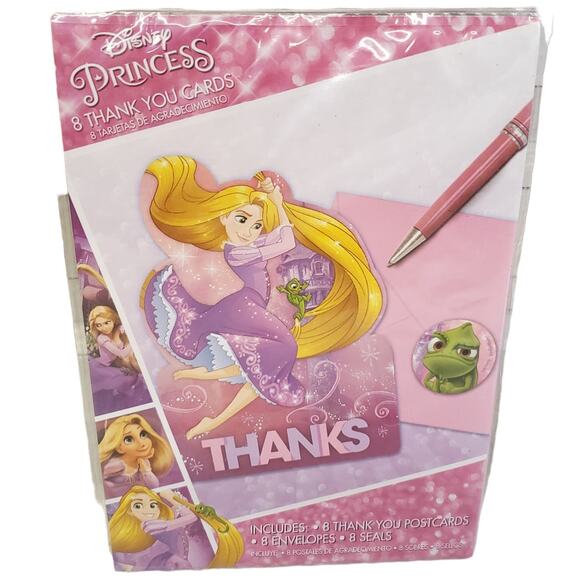 Disney Princess Rapunzel Thank You Cards Envelopes Rapunzel Stickers 8 Pack - Picture 10 of 10
